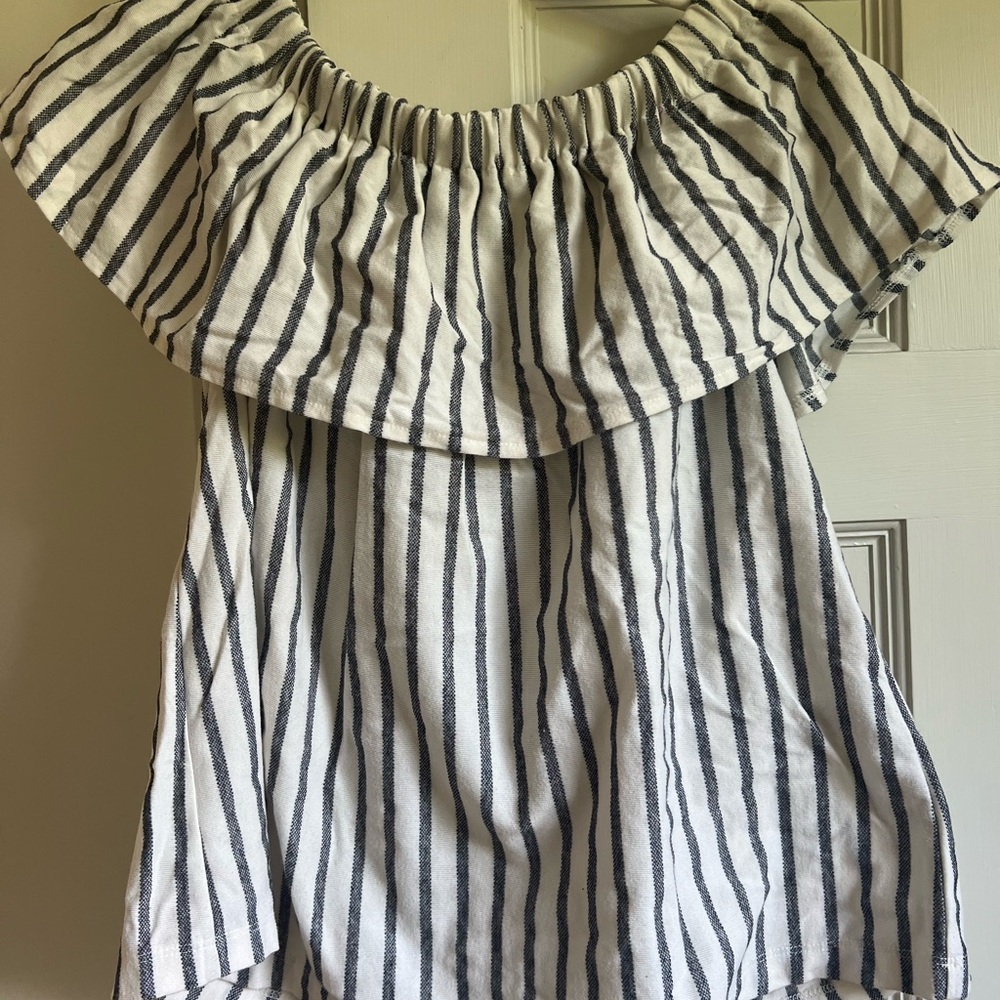 Banana Republic Black and White Striped Blouse